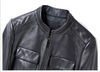 Black slim fit genuine leather jacket women
