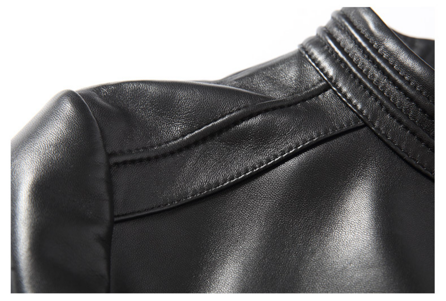 Black slim fit genuine leather jacket women