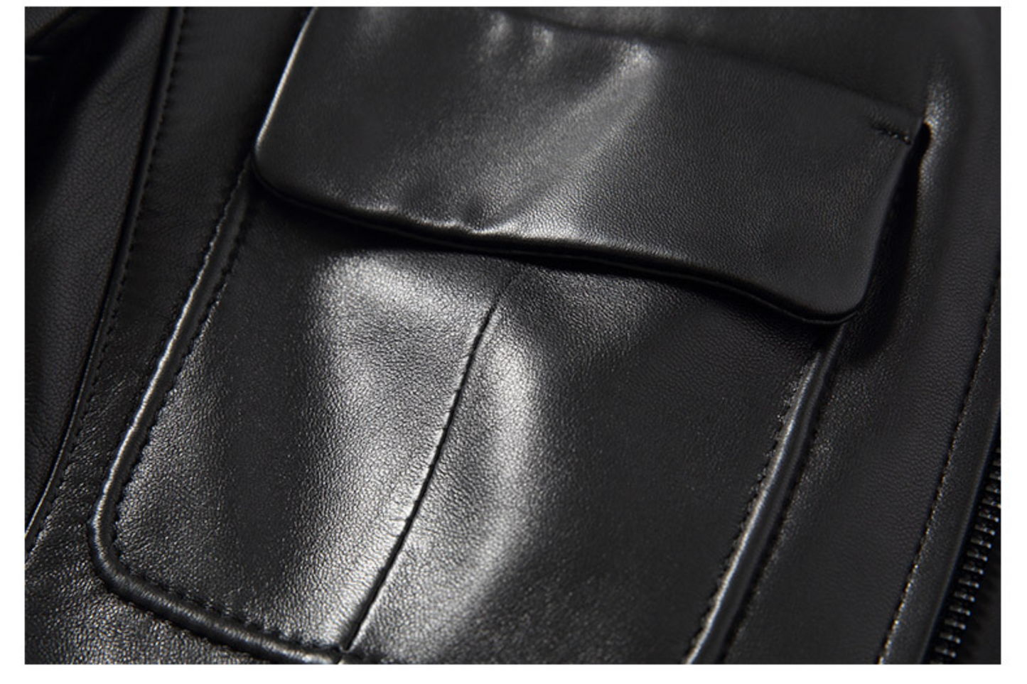 Black slim fit genuine leather jacket women