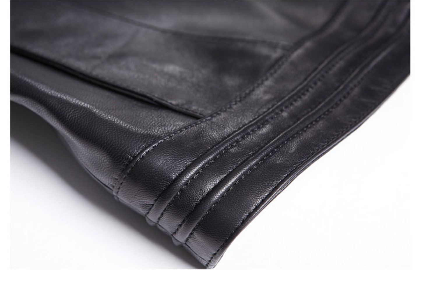 Black slim fit genuine leather jacket women