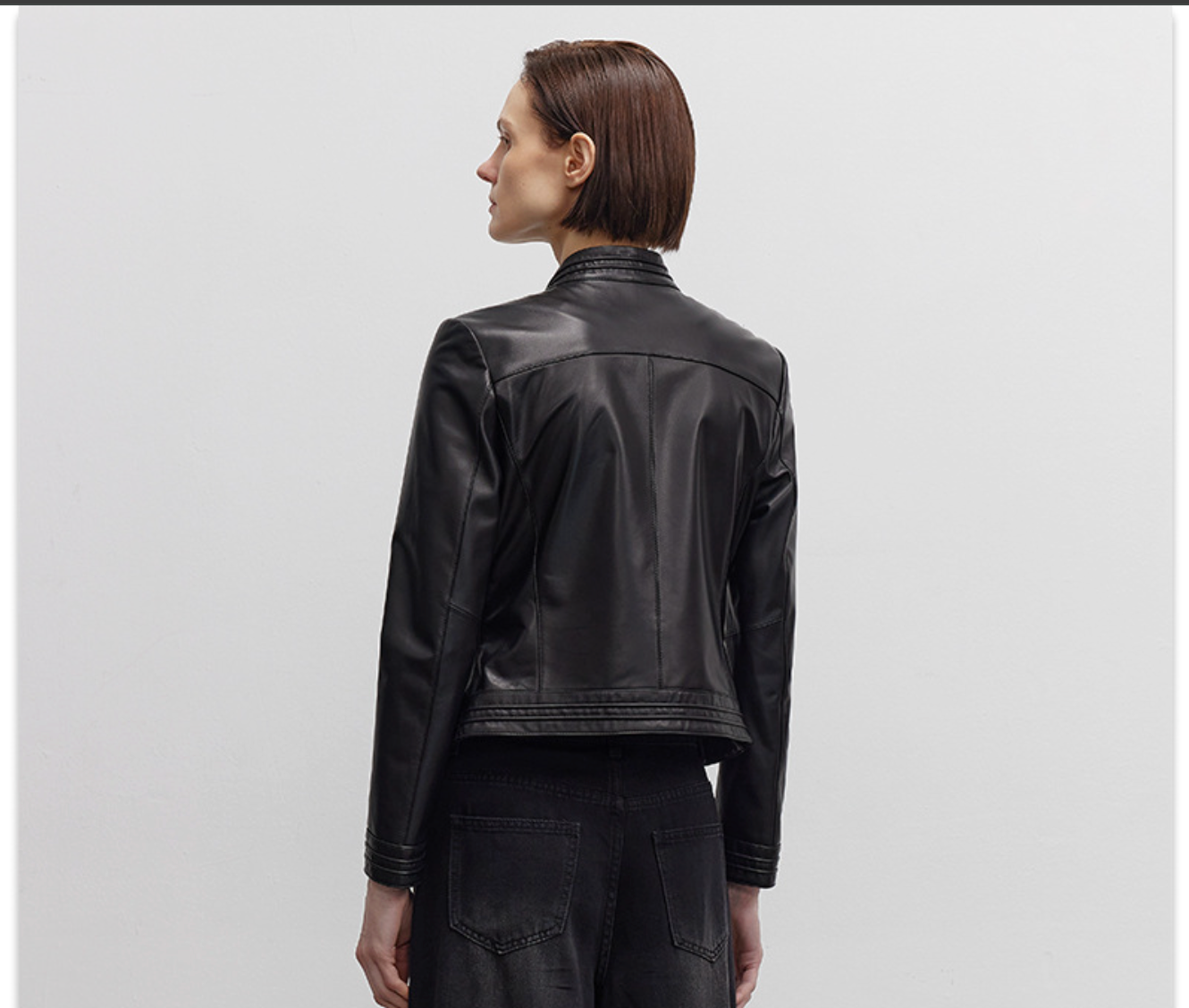 Black slim fit leather jacket women