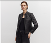 Black slim fit leather jacket women