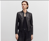 Black slim fit leather jacket women