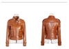Genuine brown leather slim fit biker jacket