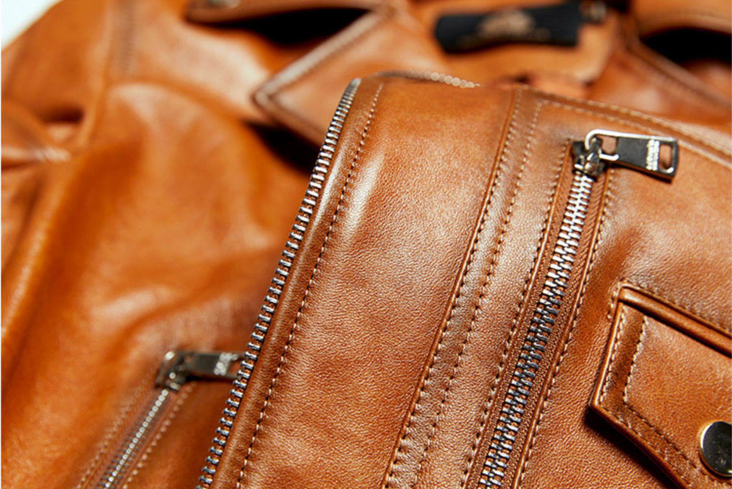 Women slim fit brown leather biker jacket