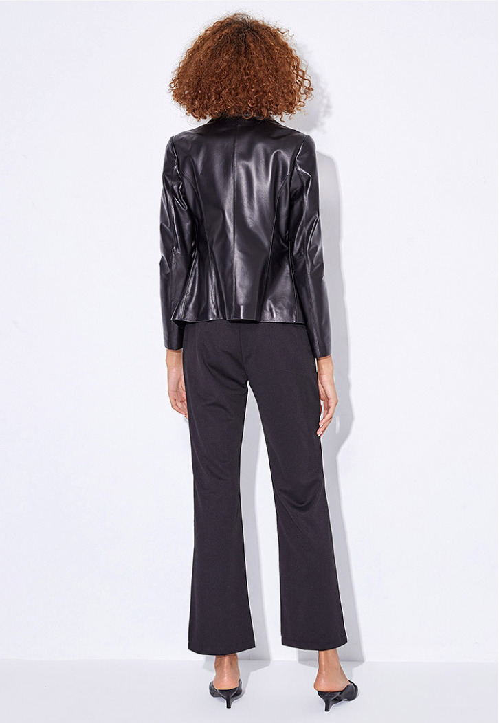 Slim fit genuine leather jacket for women