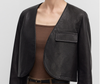 Super short cropped leather women's jacket