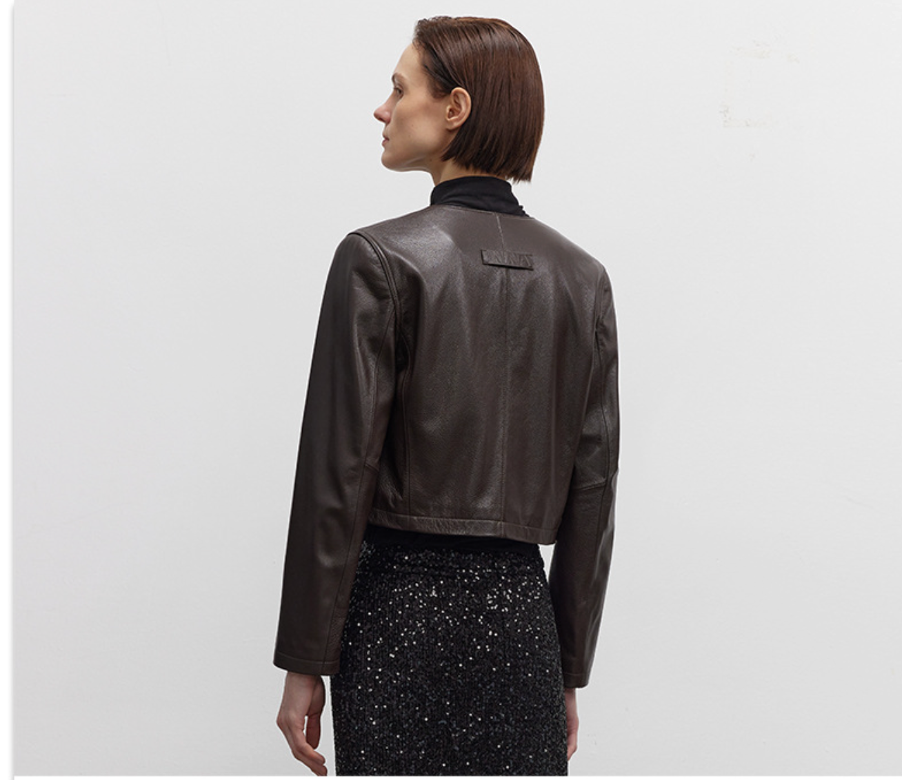 Super short cropped leather women's jacket