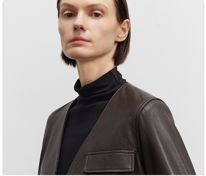 Super short cropped leather women's jacket