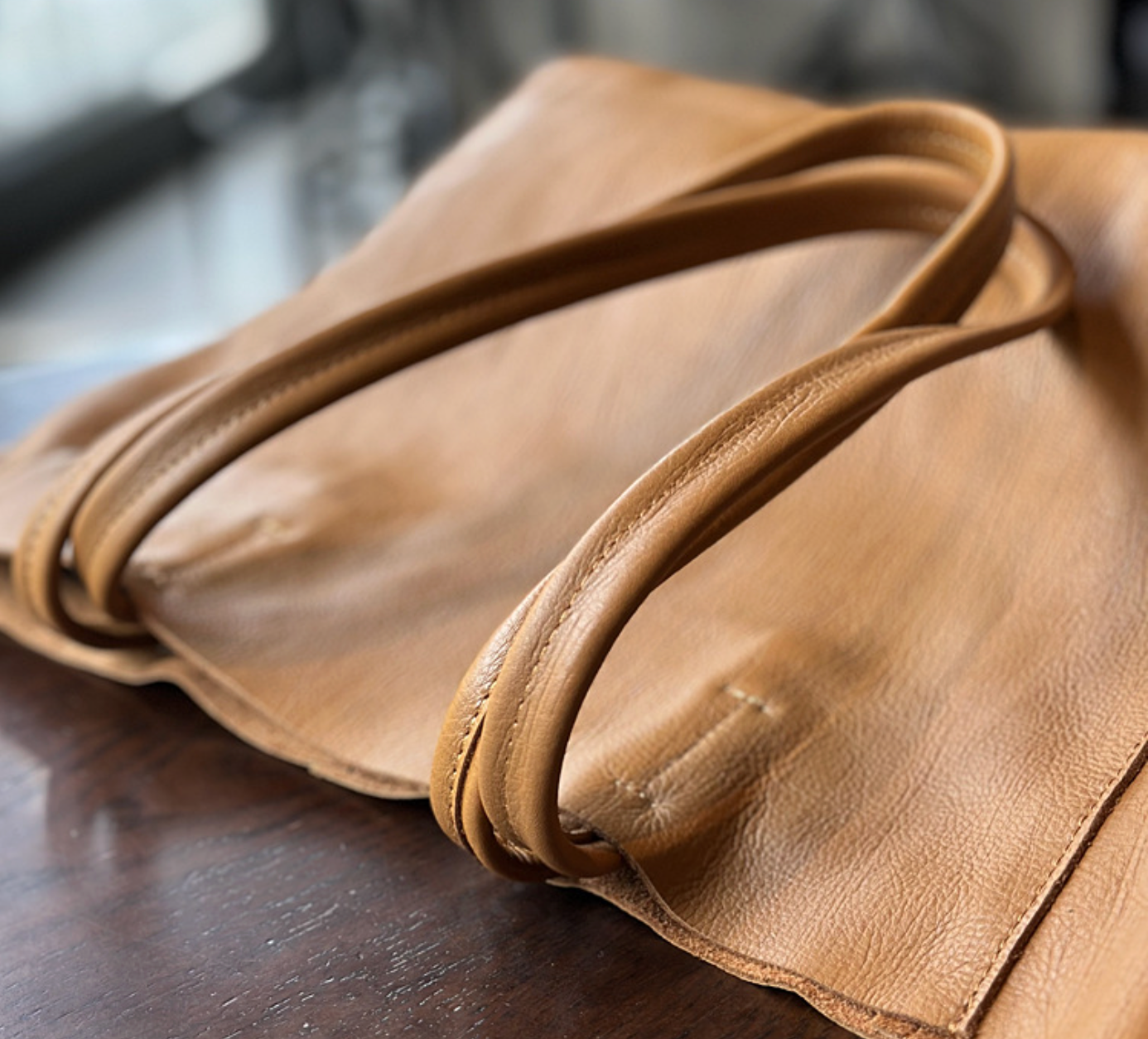 Large cowhide leather women tote bag