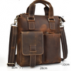 Men genuine leather vertical briefcase bag