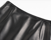 Women's black genuine leather mini skirt