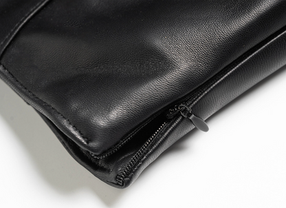 Women's black genuine leather mini skirt