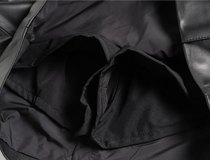 Women's black genuine leather mini skirt