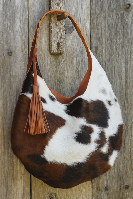 Tricolor Cowhide leather tote shoulder bag