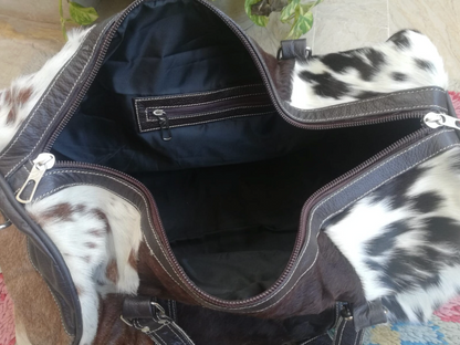Tricolor Cowhide leather western duffle bag