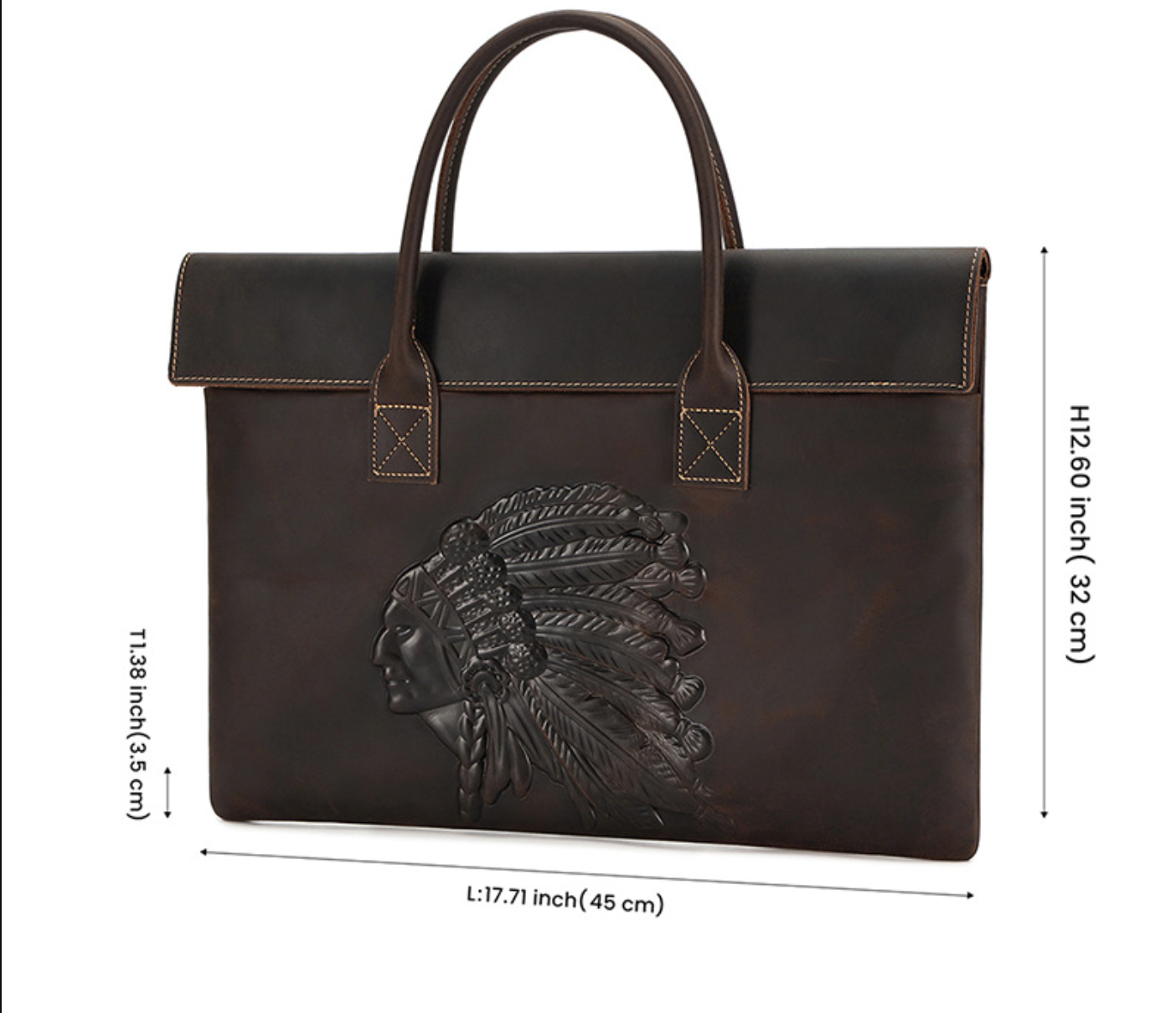 Retro crazy horse leather briefcase for work