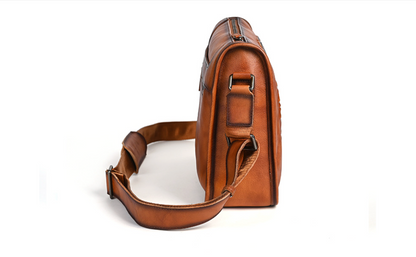 Crazy horse mens leather crossbody sling bag