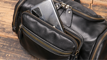 black top grain cowhide leather crossbody sling bag