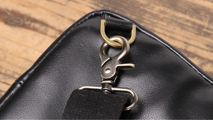 Men’s cowhide leather crossbody sling bag with usb port