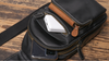 Men’s cowhide leather crossbody sling bag with usb port