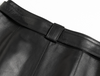 High Waist Sheepskin Leather Midi Skirt Structured