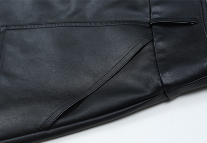 High Waist Faux Leather Midi Skirt A Line Women's