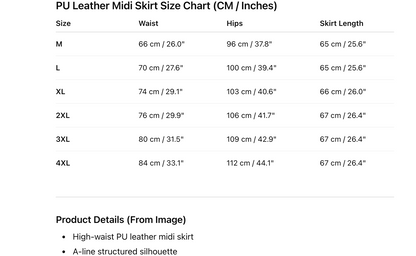 High Waist Faux Leather Midi Skirt A Line Women's