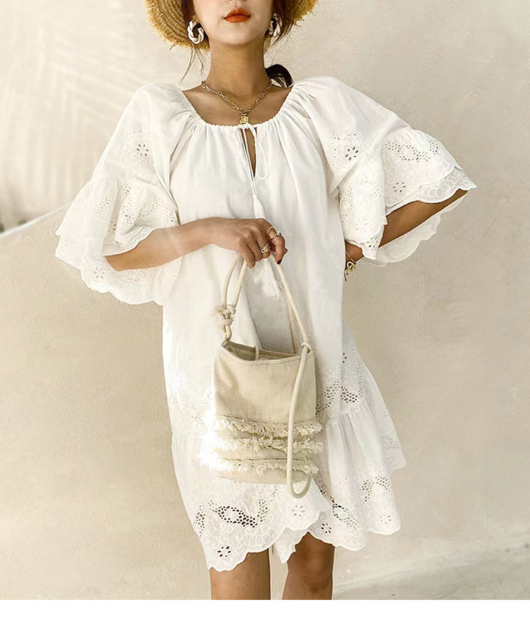 Summer Dresses For Women White Lace Cotton Dress