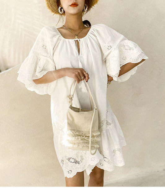 Summer Dresses For Women White Lace Cotton Dress