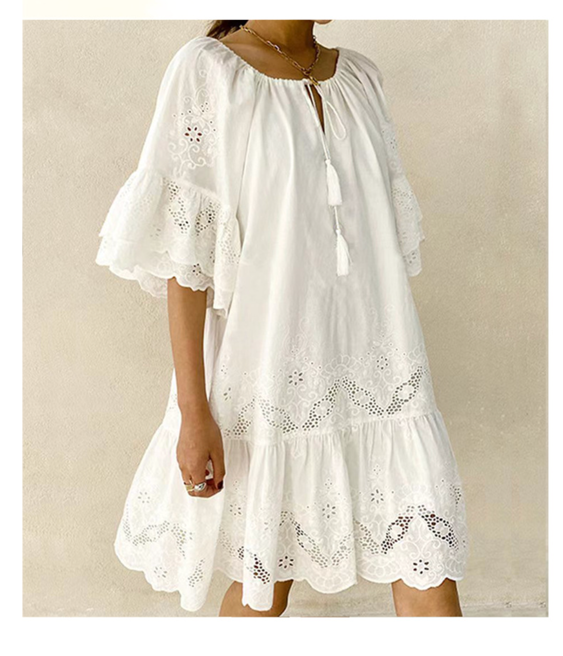 Summer Dresses For Women White Lace Cotton Dress