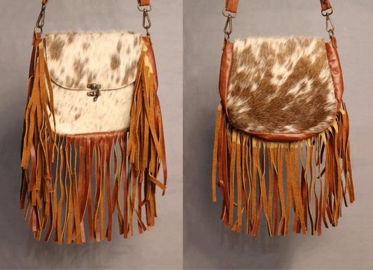 Genuine cowhide messenger crossbody bag