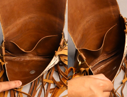 Genuine cowhide messenger crossbody bag