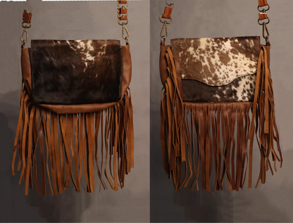Genuine cowhide messenger crossbody bag