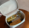 Leather Toiletry Bag in White Embossed Cowhide