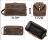 Large Leather Toiletry Bag in Distressed Brown for Travel