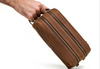 Men's Leather Travel Toiletry Bag with Dual Compartments