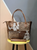 Real Cowhide patchwork tote bag purse