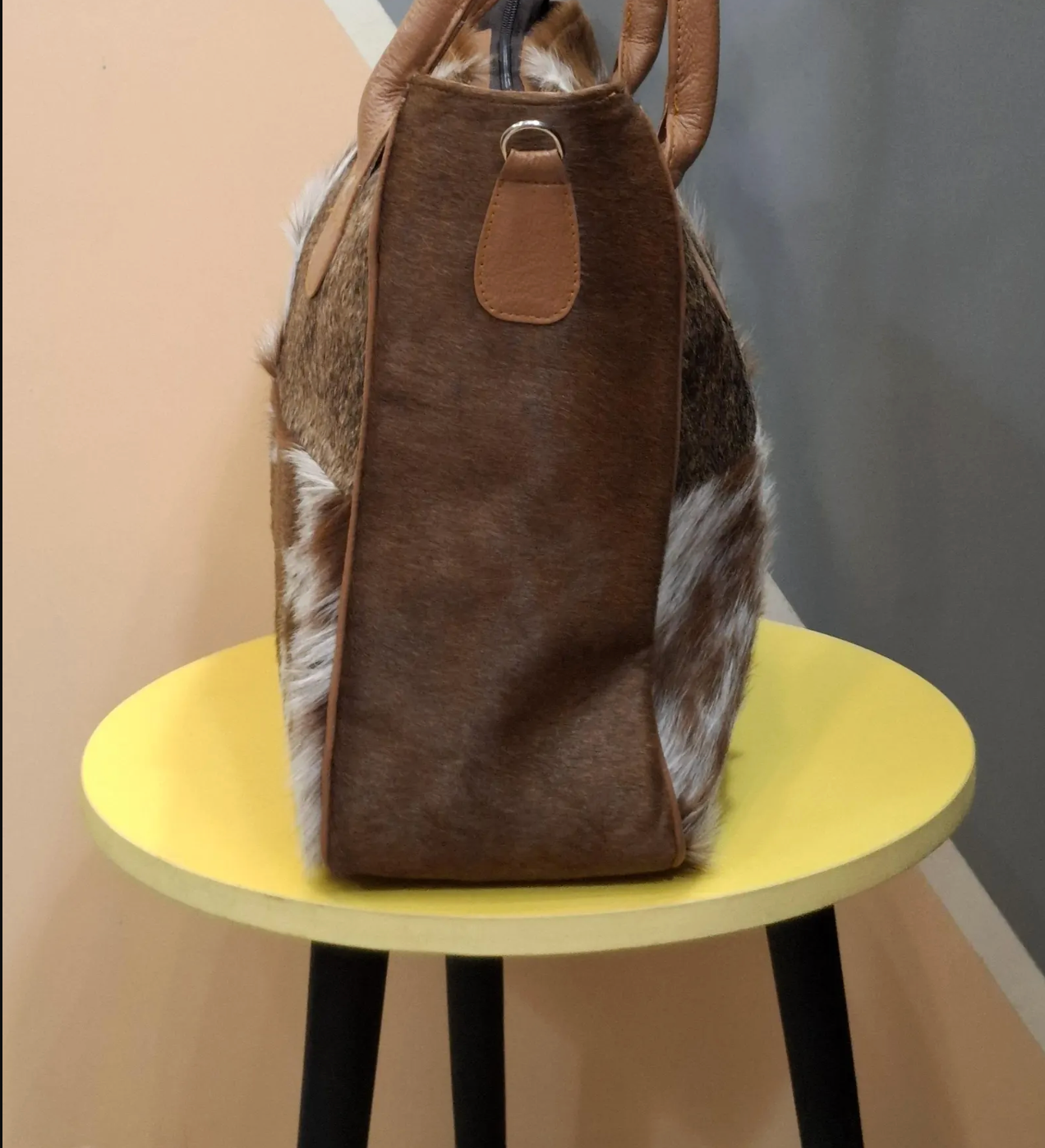 Real Cowhide patchwork tote bag purse