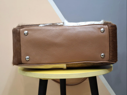 Real Cowhide patchwork tote bag purse