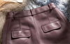 High waist burgundy sheepskin leather shorts