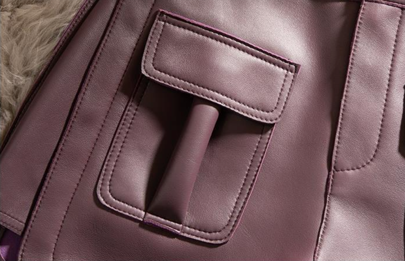 High waist burgundy sheepskin leather shorts