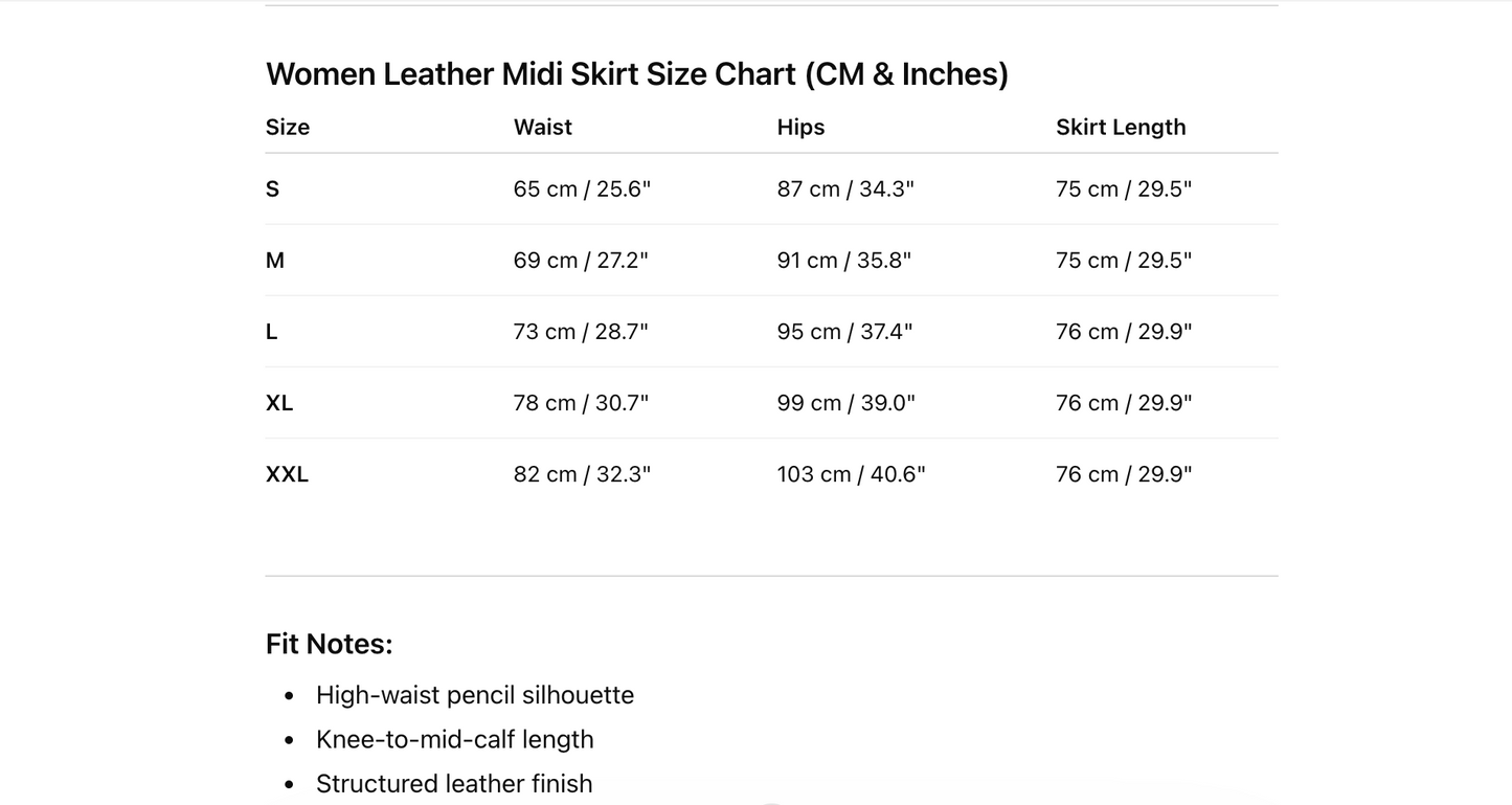 High Waist Faux Leather Midi Pencil Skirt With Back Slit