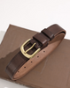Women’s Brown Leather Belt in Top-Grain Cowhide with Pin Buckle
