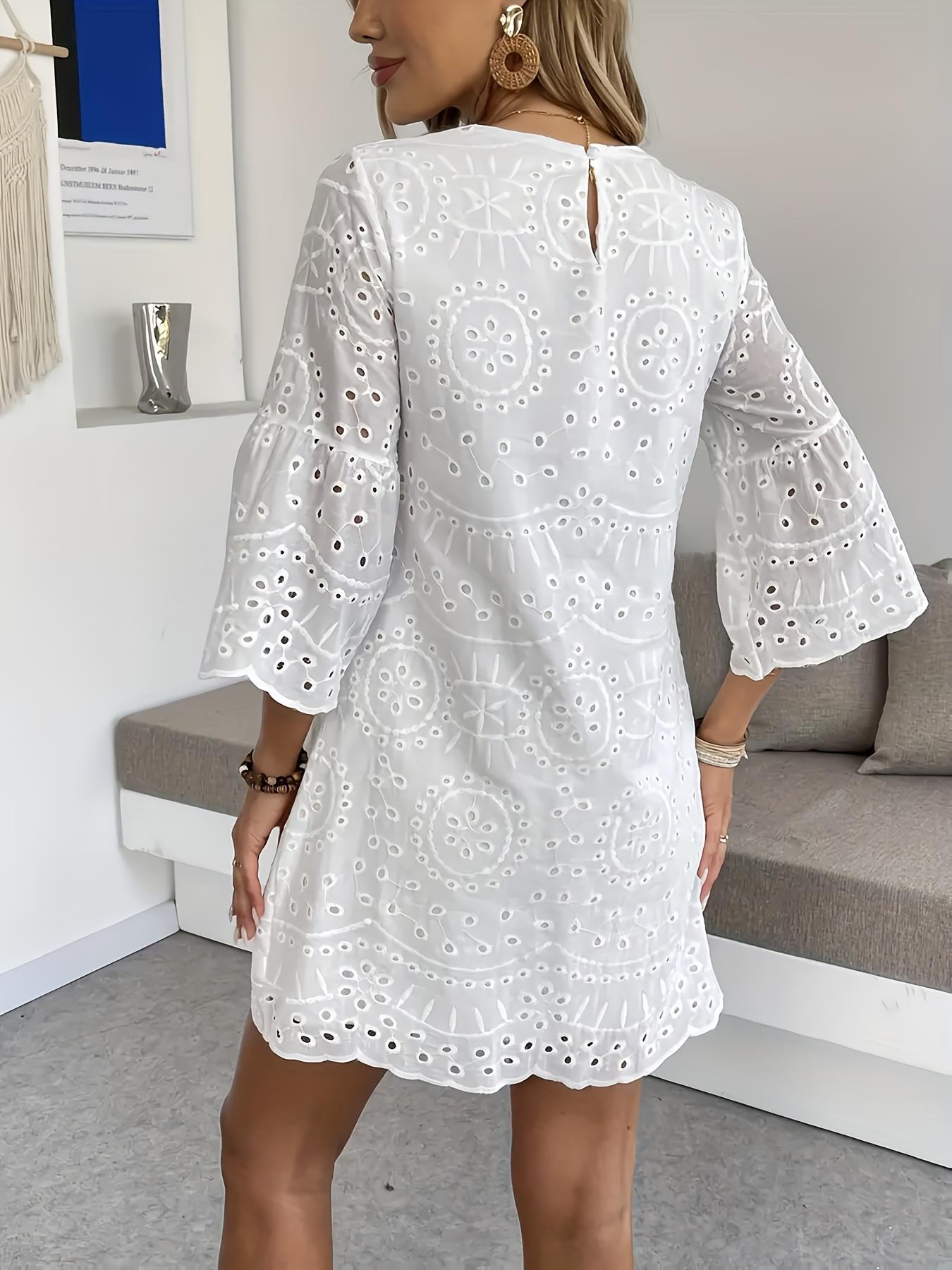 Summer Dresses For Women White Eyelet Mini Dress
