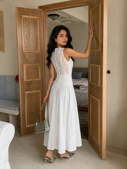 Summer Dresses For Women White Lace V Neck Dress