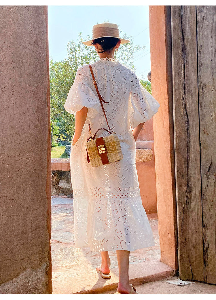 Summer Dresses For Women White Cotton Midi Dress