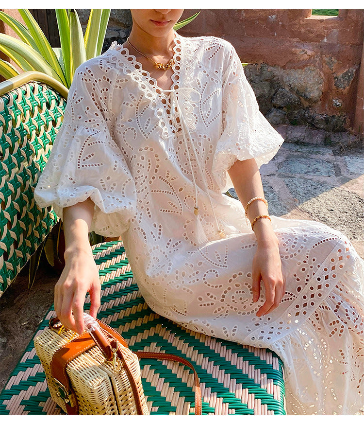 Summer Dresses For Women White Cotton Midi Dress