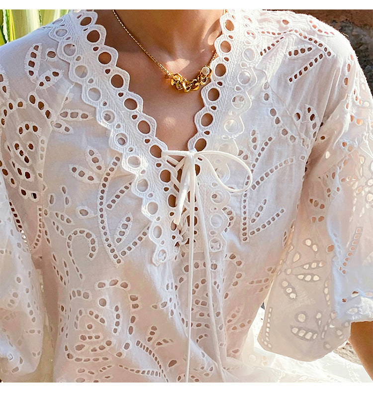 Summer Dresses For Women White Cotton Midi Dress