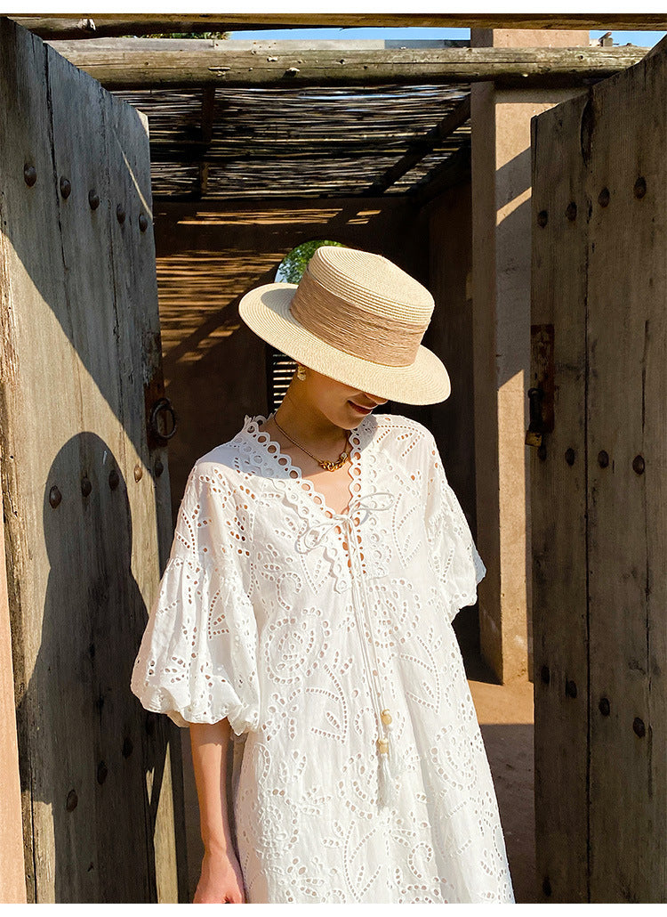 Summer Dresses For Women White Cotton Midi Dress